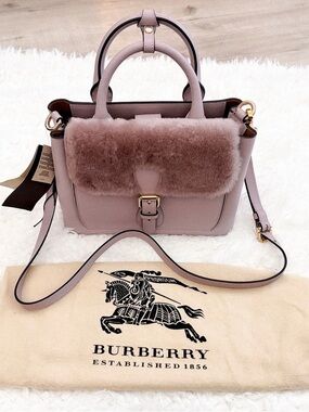NWT authentic burberry shearling small saddle bag